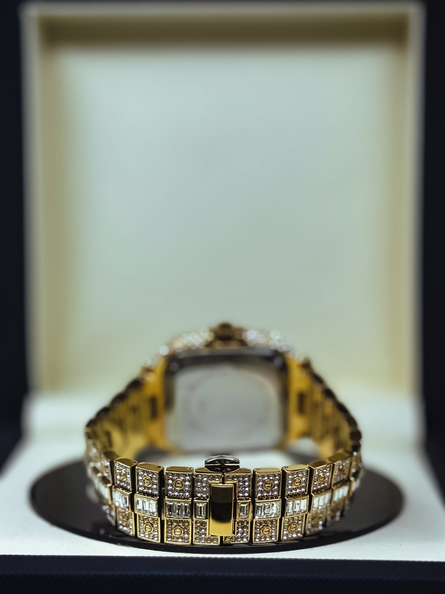 Cartier Santos-Inspired Iced Out Watch with an Arabic Dial